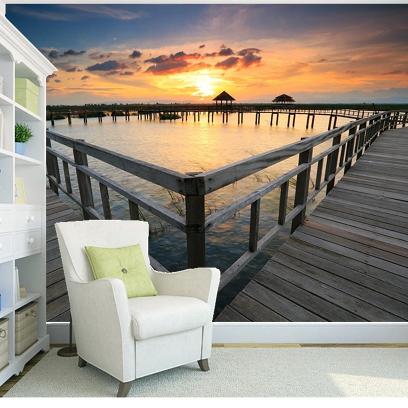 Пользовательские обои с природными пейзажами вид на море восхода солнца 3D