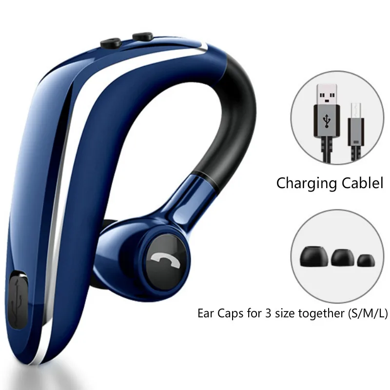 Blue Color Комплект из 2 предметов, bluetooth-гарнитура 5,0, беспроводные наушники, супер долгий режим ожидания, наушник с микрофоном, устойчивое к поту, шумоподавление, свободные руки - Color: Blue Color
