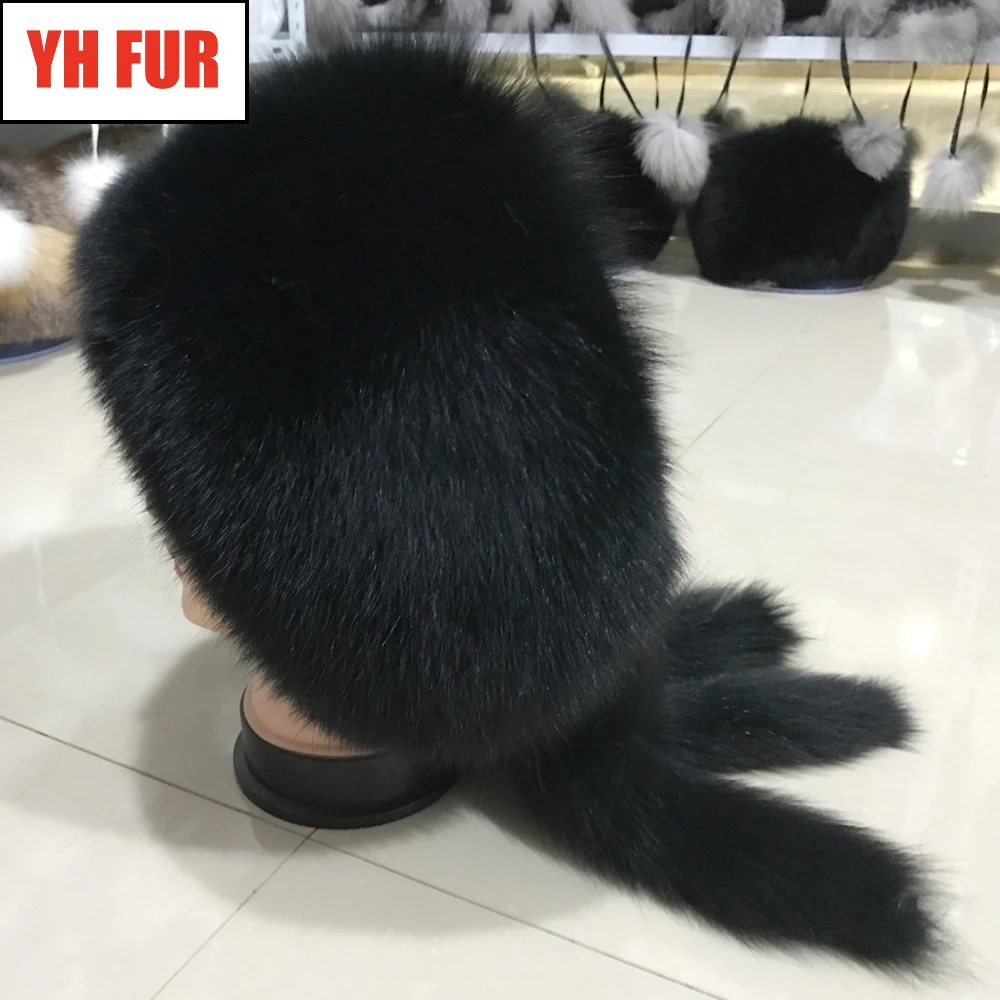 2020 Новый Poppular из натурального меха лисы зимняя шапка для женщин Регулируемый
