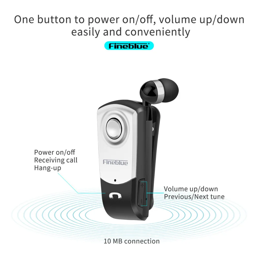 FineBlue F960 беспроводной драйвер Bluetooth V4.0 наушники звонок Вибрация напоминание шумоподавление износ клип драйвер наушники с микрофоном