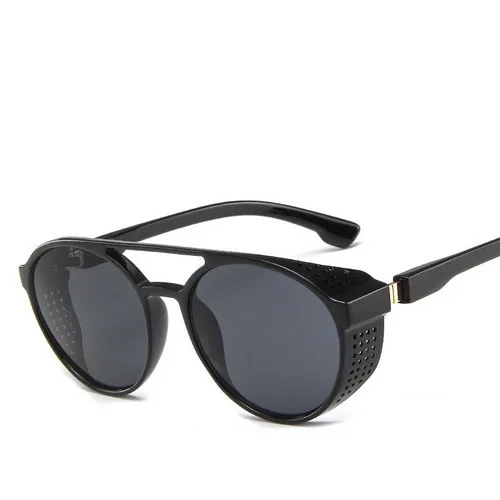C01 Black Vintage Men Steampunk Sunglasses Women Retro Goggles Round Flip Up Glasses Steam Punk Eyewear Z094 - Цвет линз: C01 Black