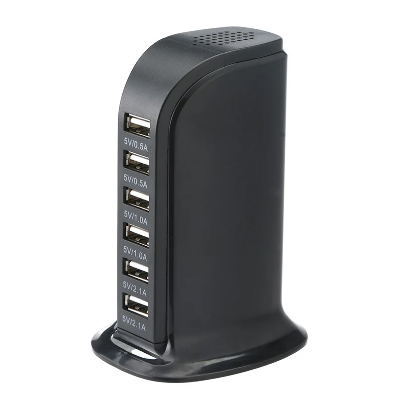Black Универсальный Мульти 6 Порты и разъёмы быстрая usb-хаб Зарядное устройство быстрой зарядки док-станция с несколькими Путешествия адаптер розетки США ЕС штепсельная вилка британского стандарта - Тип штекера: Black