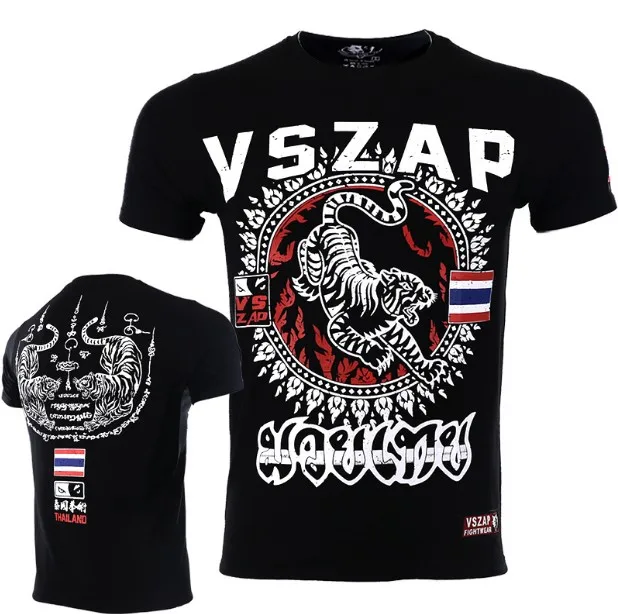 

Спортивная футболка VSZAP для фитнеса с короткими рукавами для тайского бокса в Таиланде, Мужская Весенняя тренировочная футболка с тигром