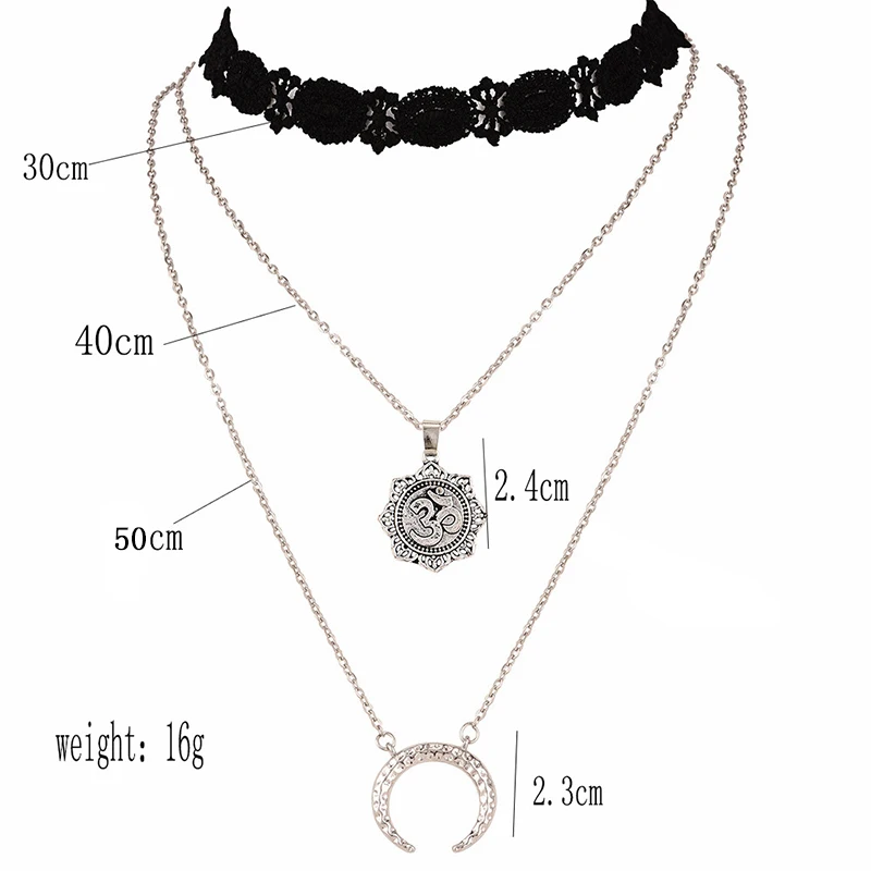 Women Multi-layer Necklace Pentagram Pendant Tassel Chain Lace Choker Wedding Jewelry | Украшения и аксессуары