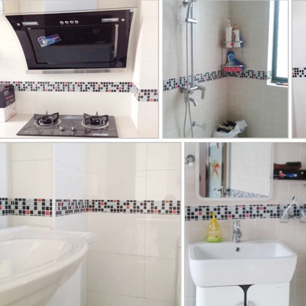 ПВХ плитка пол линия талии настенная бумага стикер мозаика наклейка водостойкий