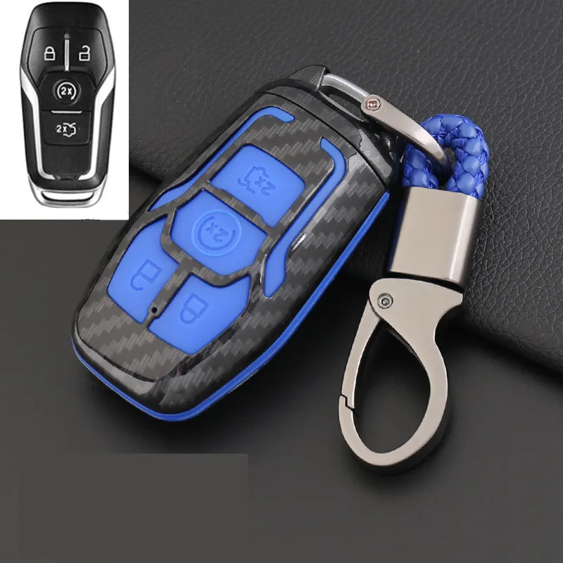 

Carbon Fiber 4 Button Smart Key Case Cover For Ford Focus Explorer Taurus Mondeo Ranger Fiesta Ecosport Keyless Entry Car Stylin