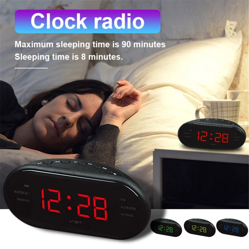 EDAL New Fashion Modern AM/FM LED Clock Radio Electronic Desktop Digital Table Clocks Snooze Function-25