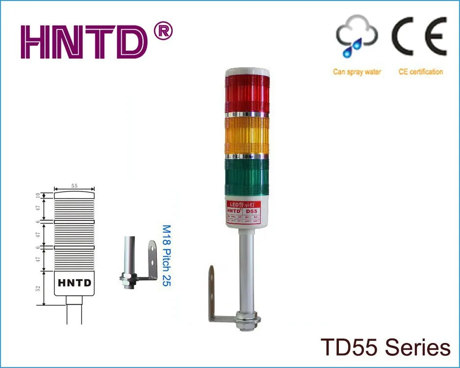 

Free ship HNTD 55 L Rod type 24V often bright 3 Color with Buzzer LED Indicator Light CNC Machine tool working led Warning lamp