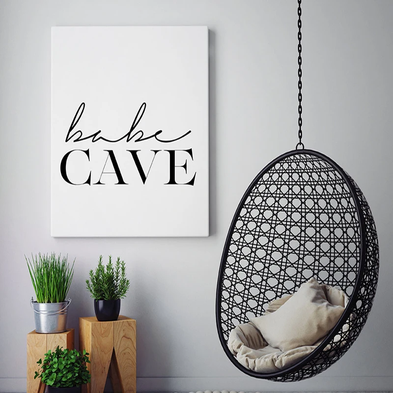 Babe Cave настенная живопись на холсте Раскрашивание в скандинавском стиле черно