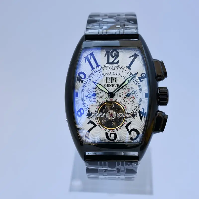 Многоцветный CASENO Tourbillon Скелет автоматические механические мужские часы лучший бренд класса люкс военные спортивные часы из нержавеющей стали мужские часы - Цвет: Многоцветный