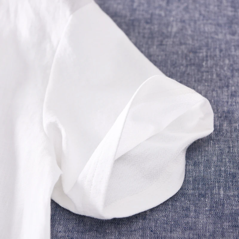 Новое поступление 2019 льняная футболка с коротким рукавом Мужская брендовая