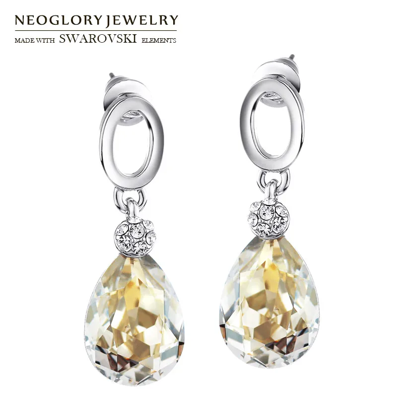 Neoglory, австрийские кристаллы и стразы, длинные висячие серьги, S925 посеребренные иглы, элегантные капли воды, Стильные Классические Вечерние серьги, подарок