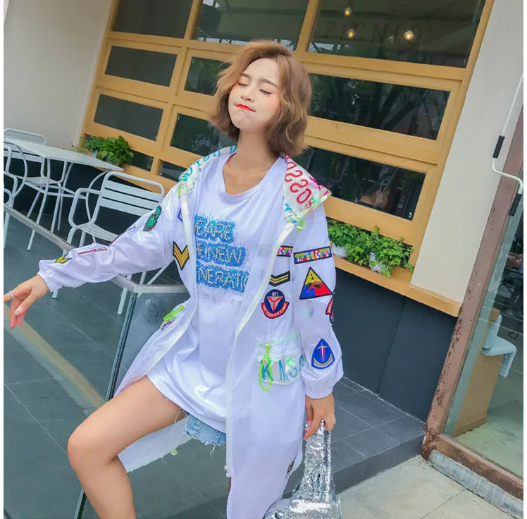 Летнее модное тонкое пальто с длинными рукавами для женщин буквенным принтом