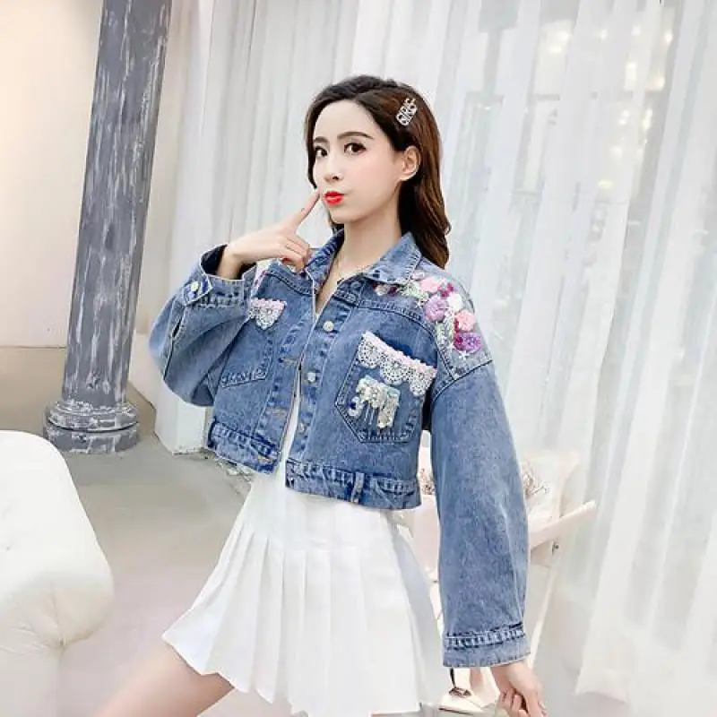 Женская Повседневная джинсовая куртка новинка 2019 весна осень модный с длинными