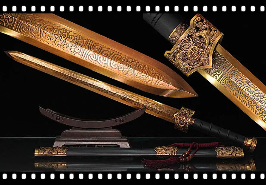 Китайский Меч HanJian катана лезвие из углеродистой стали меч Wushu Черная оболочка