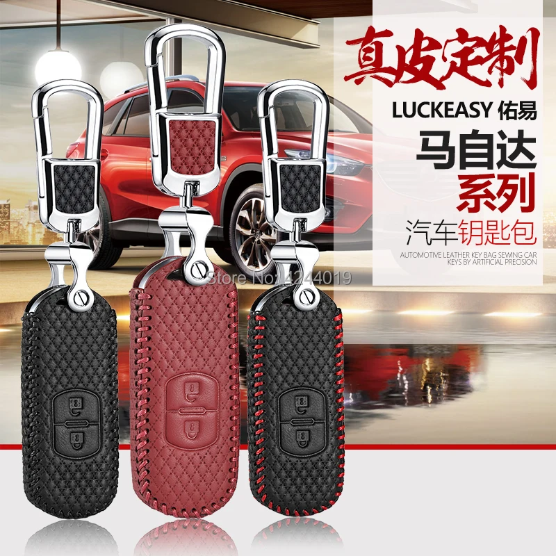 

LUCKEASY Car Keychain Keyring Key Bag Key Fob Central Key Cover For Mazda 2 3 6 CX-5