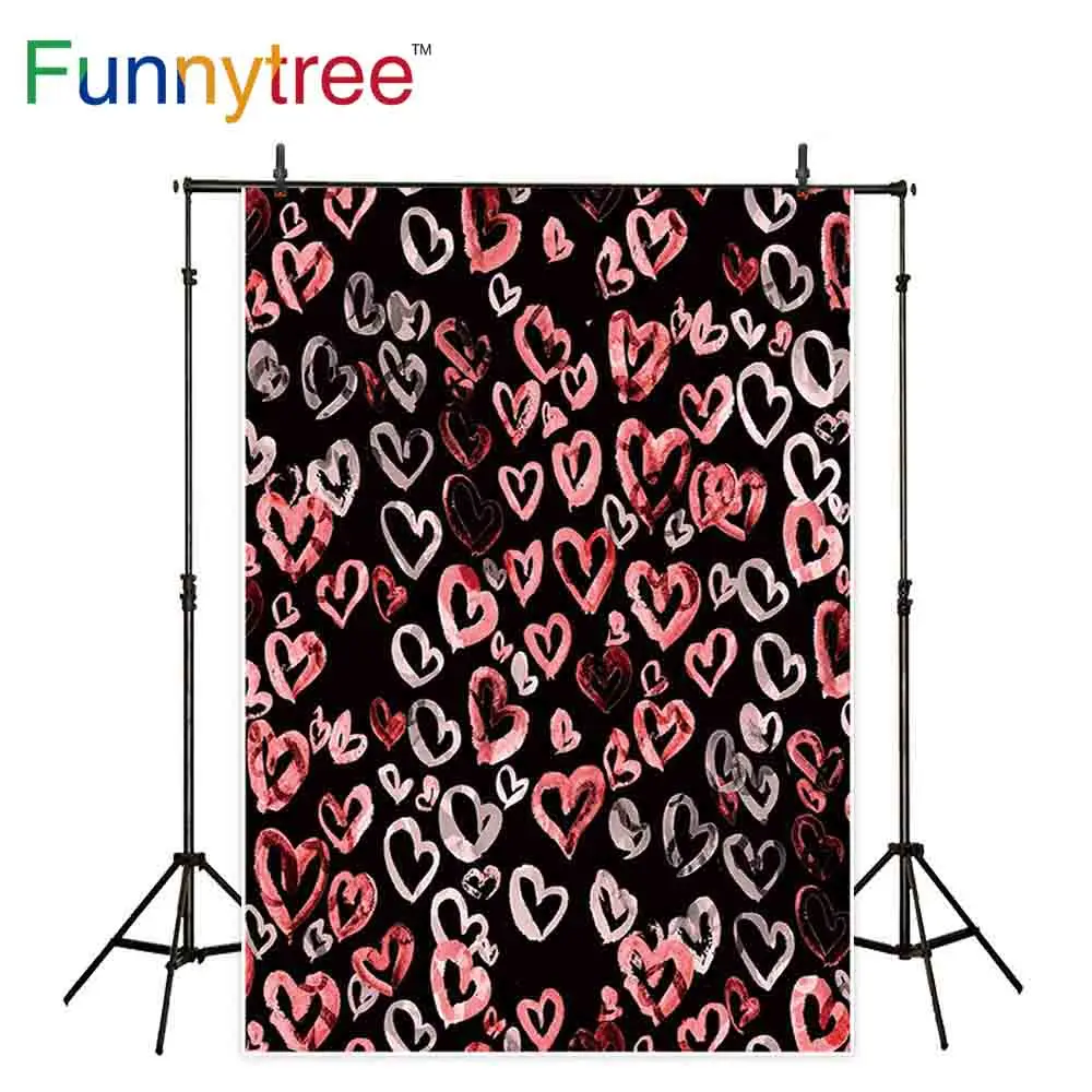 Фон для фотосъемки Funnytree черный фон студийной с изображением сердца Дня Святого