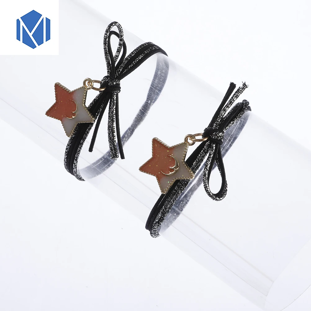 M MISM Fashion 1 пара K Pop женские резинки со звездами эластичные для волос Galaxy Bling Hair Ties