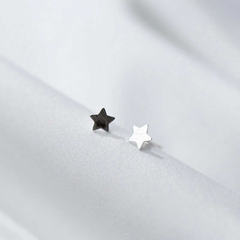 100% 925 Sterling Silver Jewelry Fashion Cute Tiny 0.5cmX0.5cm Star Stud Earrings Gift For Girls Kids Lady | Украшения и