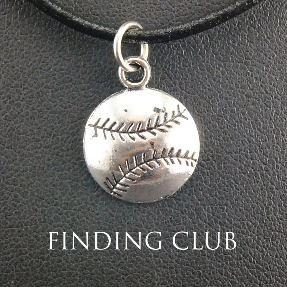 Серебряный цвет металла Бейсбол кулон ожерелья для ручной работы регулируемый