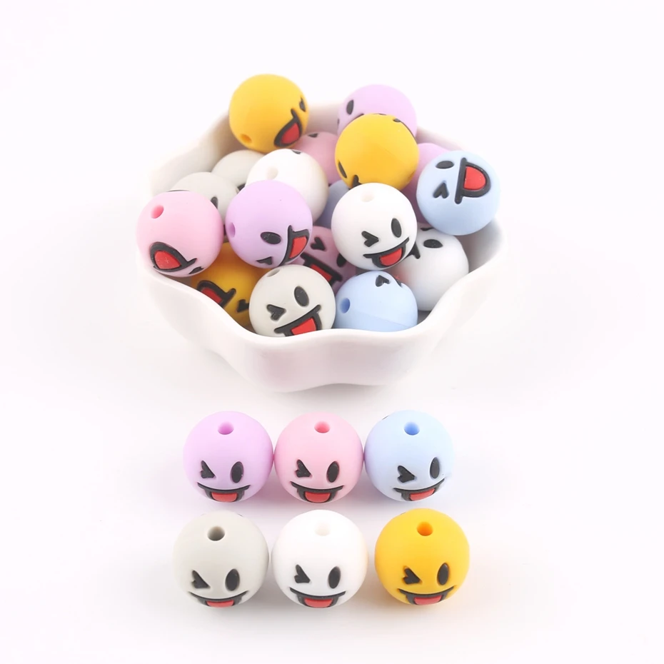 Укусы 10 шт. силиконовый бисер ребенок Прорезывание Зубов Бусины улыбка 15 мм