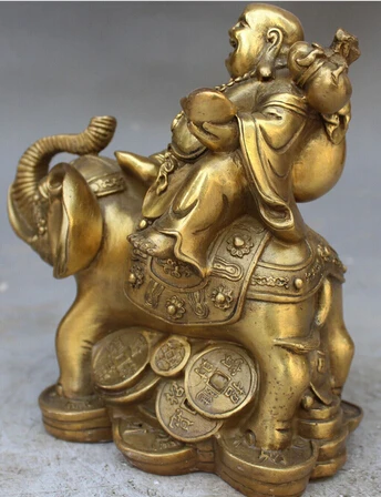 WBY 404 + китайский буддийский из бронзы латунь Богатство Благоприятный Слон Maitreya