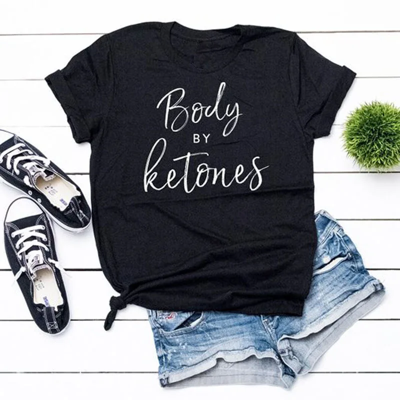Женская футболка с надписью Body By Ketones повседневная принтом кетонов в стиле