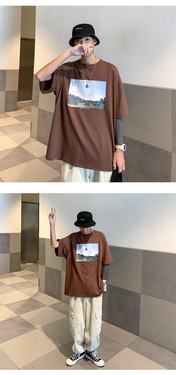 Summer New Korean Version Of The European And American Harajuku Style Trend Handsome Wild Casual Short-sleeved T-shirt M-XL