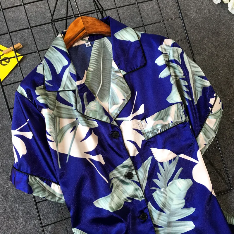 Женская шелковая пижама Daeyard летняя рубашка с коротким рукавом и шорты пижамный