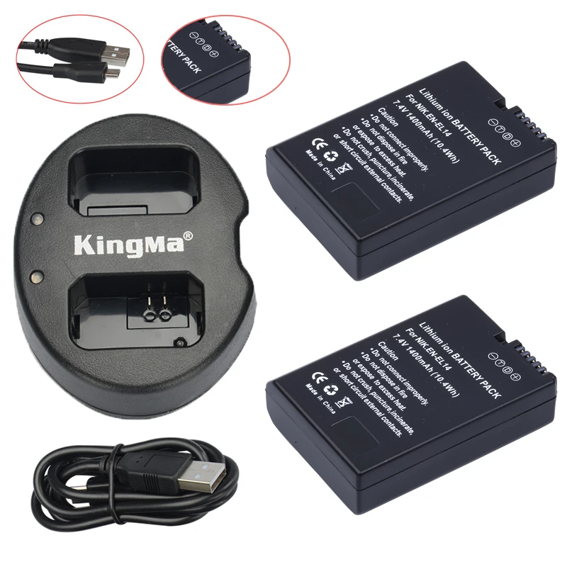 2 шт. EN EL14 EL14a ENEL14 Батарея + USB Dual Зарядное устройство для Nikon P7800 P7700 P7100 D5500 D5300 D5200 D3200