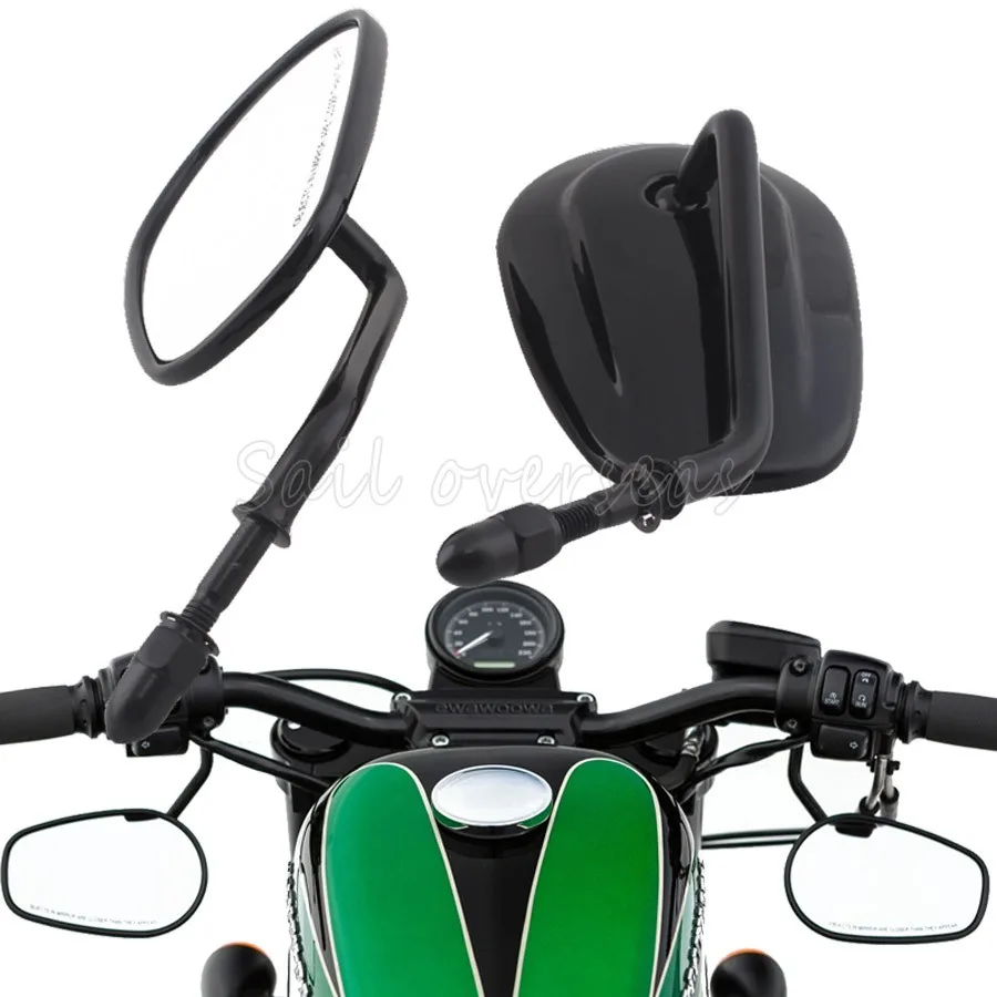 Бесплатная доставка Черное металлическое боковое зеркало заднего вида для Harley
