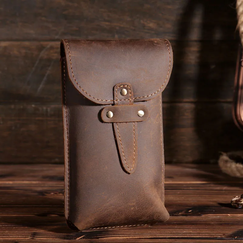 Винтажная поясная сумка B2096 для мужчин из натуральной воловьей кожи в стиле ретро