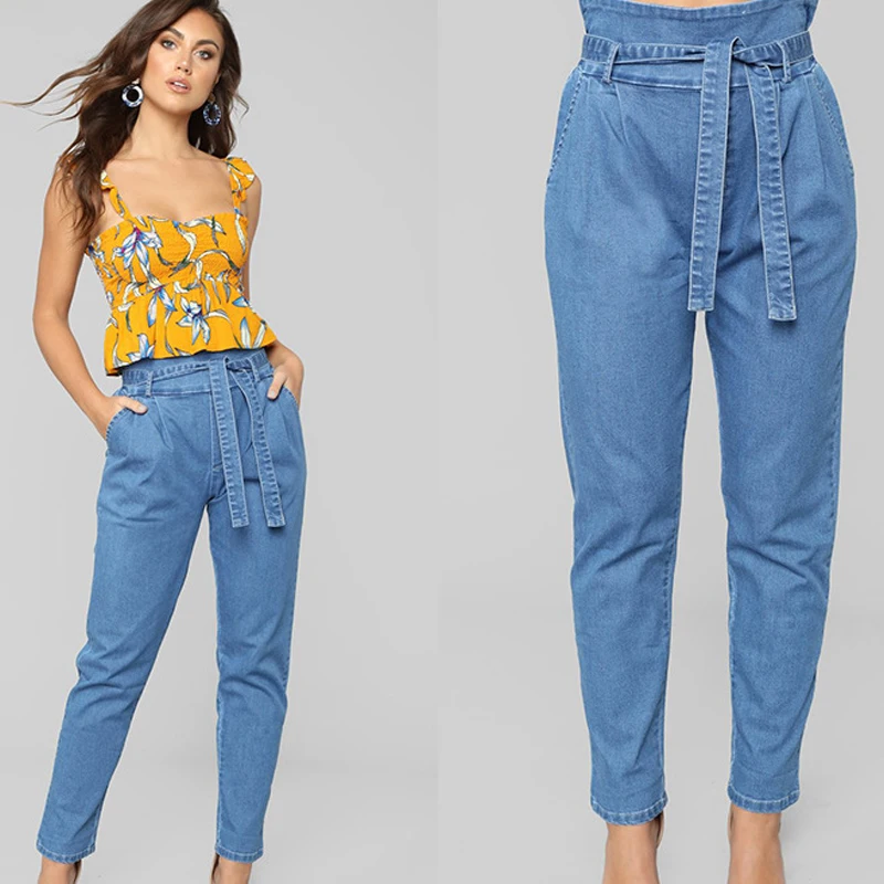 2019 женские джинсы с высокой талией обтягивающие джинсы-стрейч облегающие