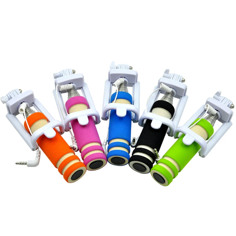 Смайлик портативный мини складной мобильный телефон проводной селфи палки для IOS