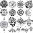 YURAN женщины сексуальные руки Искусственные черные татуировки серьги хна мандала цветок временные татуировки девушки красота Флора водостойкие татуировки индийский Менди