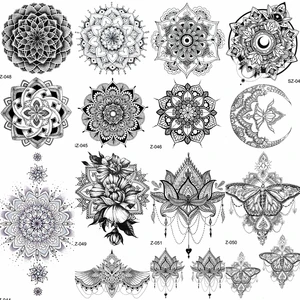 YURAN женщины сексуальные руки Искусственные черные татуировки серьги хна мандала цветок временные татуировки девушки красота Флора водостойкие татуировки индийский Менди