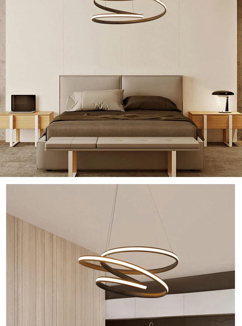 Modern led Chandeliers for Kitchen Dining Room Living Room Suspension luminaire White/Black Aluminum Hanging Chandeliers avize