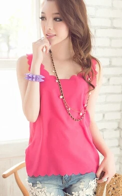 2015 new solid color chiffon vest female summer was thin loose sleeveless camisole tops bottoming shirt section | Женская одежда
