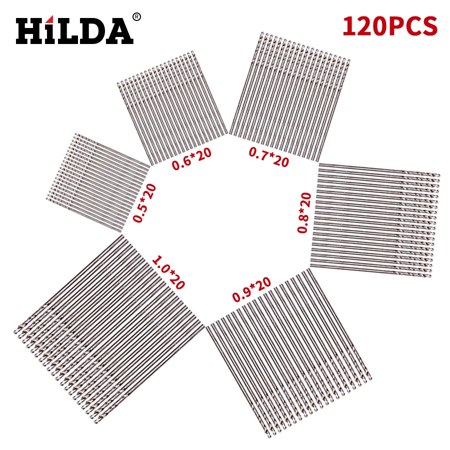 HILDA 120 шт. спиральное сверло из быстрорежущей стали с прямым хвостовиком ореховая