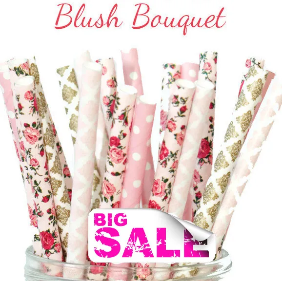 100 шт смешанных цветов румяна букет бумажная соломинка для питья светло розовый