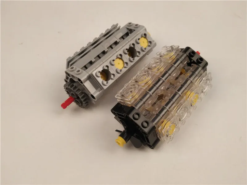 MOC кирпич V8 двигатель V8 прозрачный цилиндр двигателя Buliding блоки собранные объемные части совместимы с MOC Technic автомобили игрушки