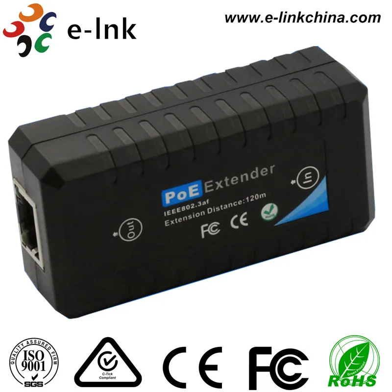 10/100M 1 портовый удлинитель PoE 120m|extender| |