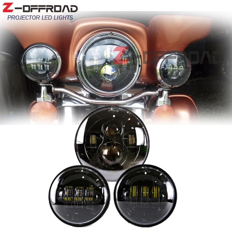 Сменные светодиодные фары для мотоцикла 7 &quotкруглые ближнего и дальнего света 2