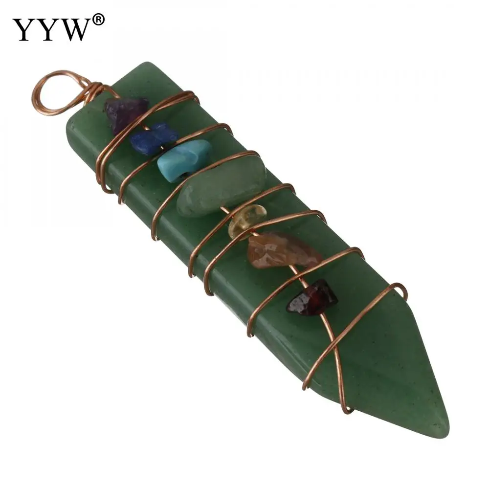 

YYW Natural Crystal Pillar Big Pendants Antique Copper Wire Wrapped Quartz Pendant for Necklace DIY Making Natural Stone