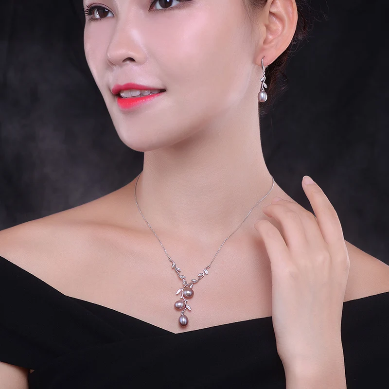Ожерелье с натуральным пресноводным жемчугом ожерелье из стерлингового серебра