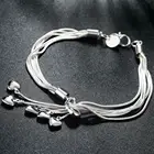 Женский изящный браслет с цепочкой пять сердец, ювелирное изделие из стерлингового серебра 925 пробы, браслет со змеиным узором
