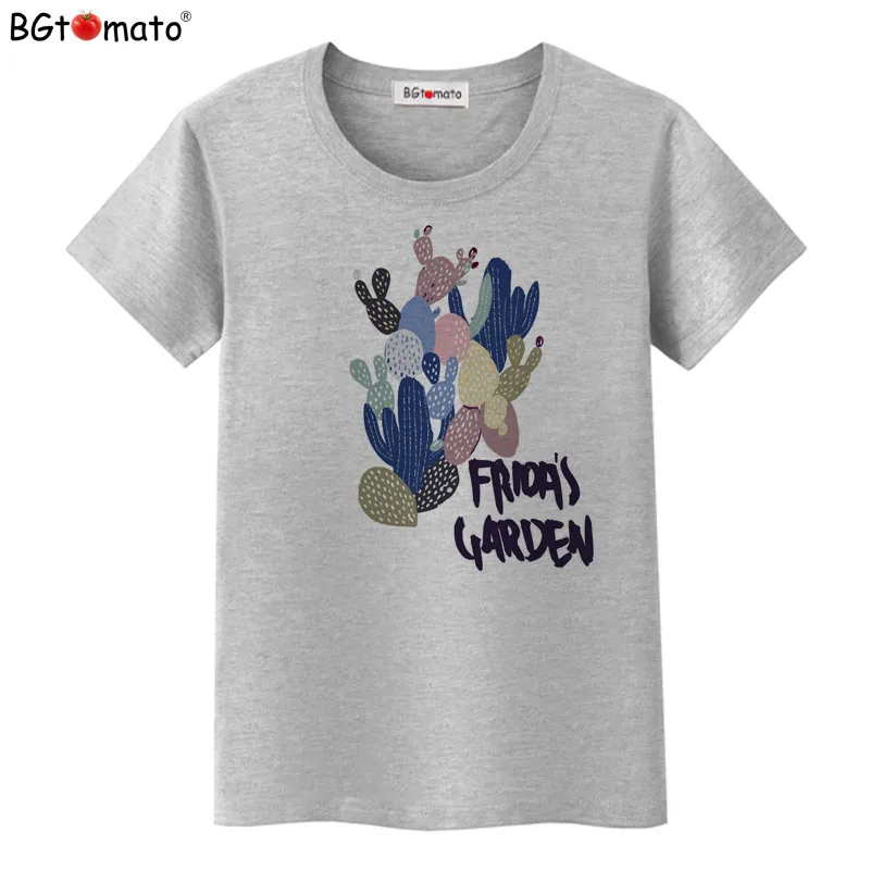 BGtomato Новый стиль мультфильм Кактус футболки летняя крутая одежда женские супер