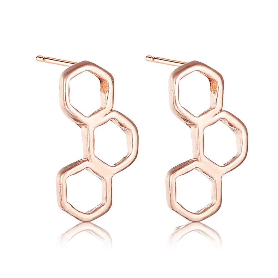 Женские серьги гвоздики с шестигранным дизайном корейские ювелирные украшения