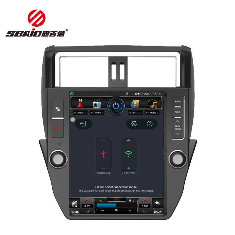 Sbaid Tesla стиль 12," Android автомобильное радио gps навигация для TOYOTA Land Cruiser Prado 2010-2013 CarStereo головное устройство Multimdia
