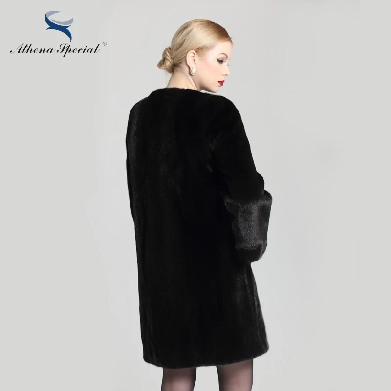 Athena Special Brand Blackglama Ladies Genuine Mink Coat Winter Natural Fur Overcoat Women Loose Fit Real | Женская одежда